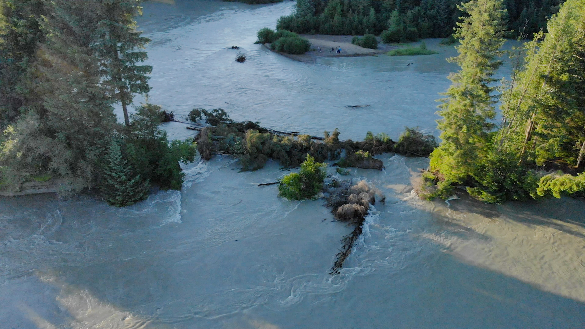 Flooding changes the course of the Mendenhall River near Brotherhood Bridge