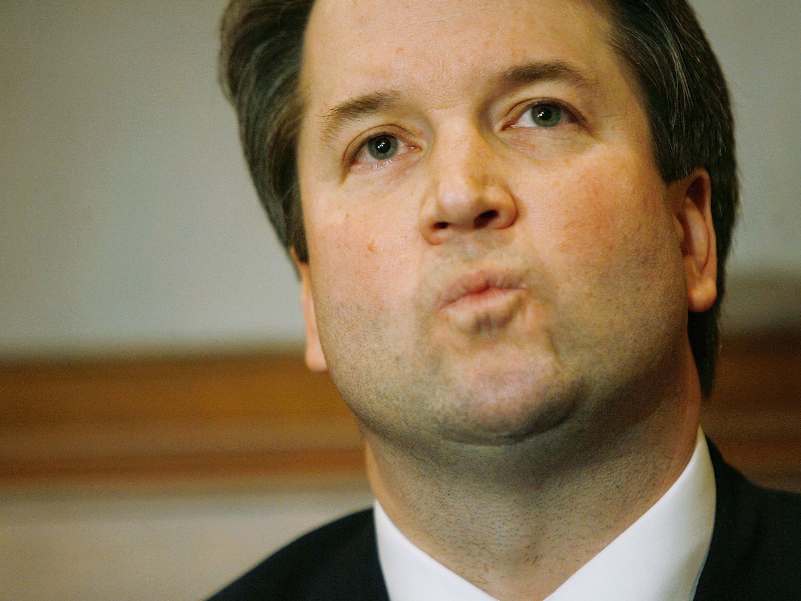 Brett Kavanaugh attends a news conference with Senate GOP leadership in the Capitol in 2006 during tense consideration of his appointment to the federal bench. (Photo by Chip Somodevilla/Getty Images)