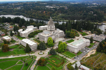 The Washington State Capitol Campus is located in Olympia, pictured here in 2009.