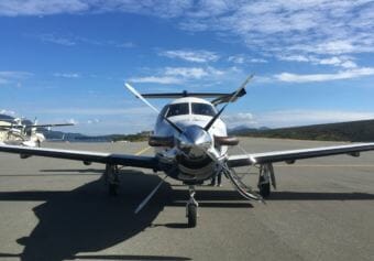 An Island Air plane sits at Ketchikan’s airport in August 2018.