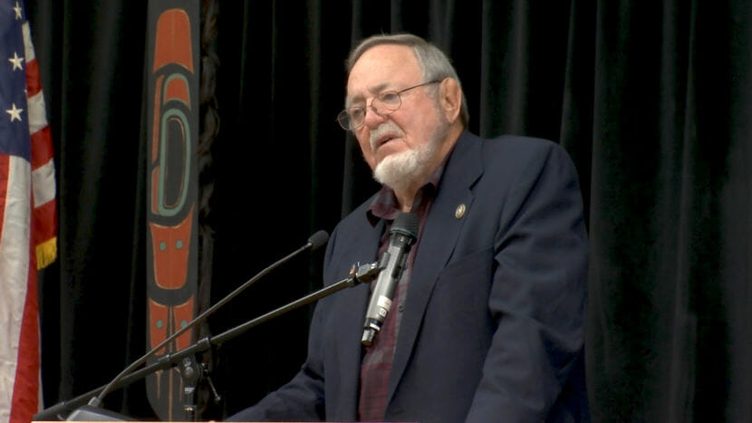 U.S. Rep. Don Young, R-Alaska, speaks at a Native Issues Forum on Wednesday, Aug. 1, 2018, at Elizabeth Peratrovich Hall in Juneau. The forums are put together by the Central Council of Tlingit and Haida Indian Tribes of Alaska.