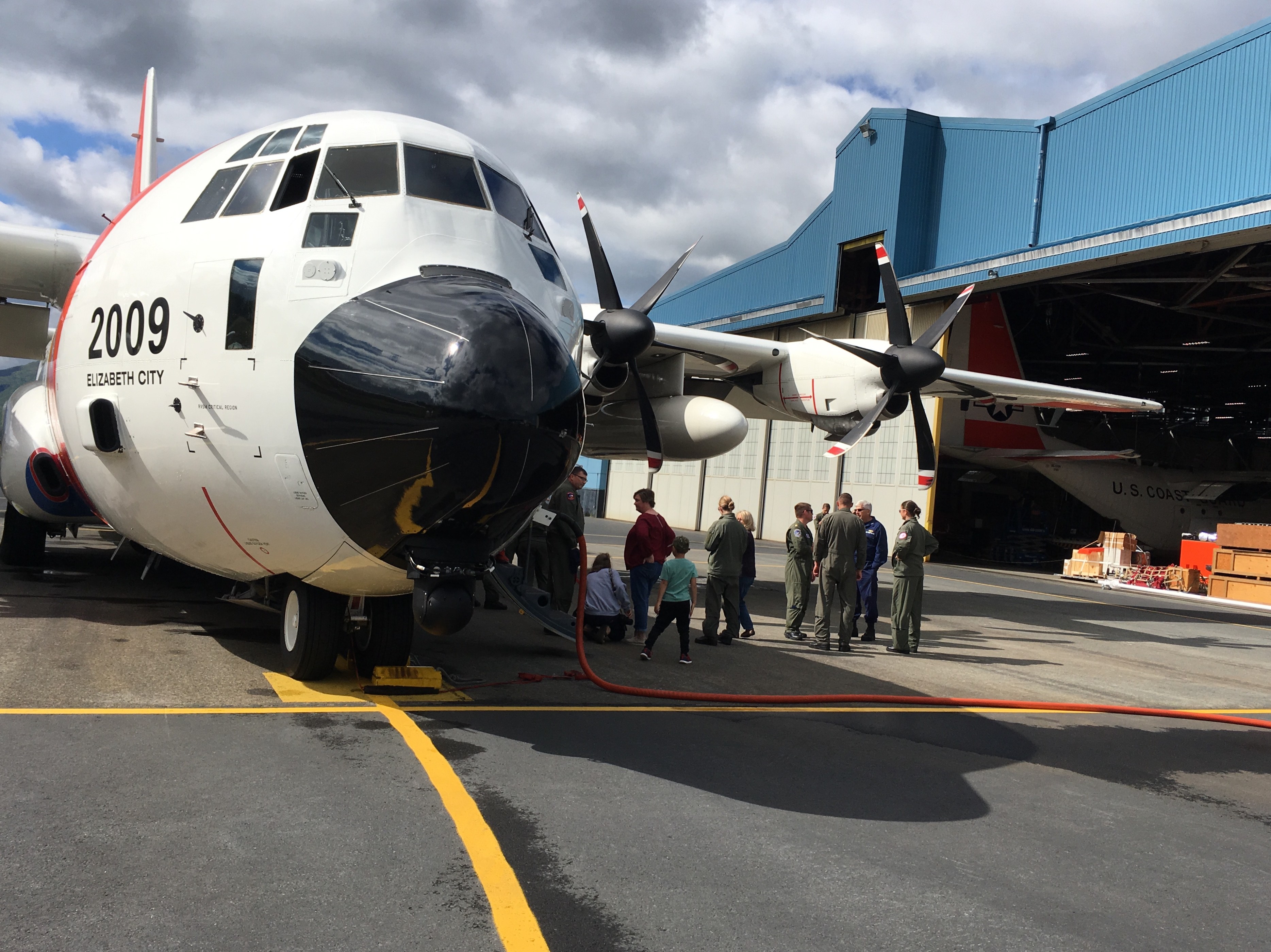 A new HC130-J will replace the HC-130H at Coast Guard Air Station Kodiak. The fixed wing aircraft will help drop survival gear and other duties. (Photo by Kayla Desroches/KMXT)