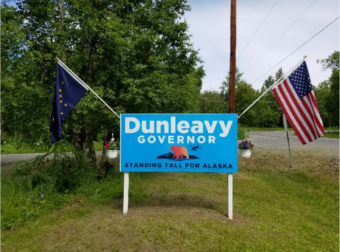 This photo of a Dunleavy for Alaska sign on Palmer resident Eric Siebels' property is included in a lawsuit challenging the state ban on advertising near highways. Siebels joined the lawsuit with the ACLU of Alaska and Dunleavy for Alaska, an independent expenditure group supporting Mike Dunleavy.