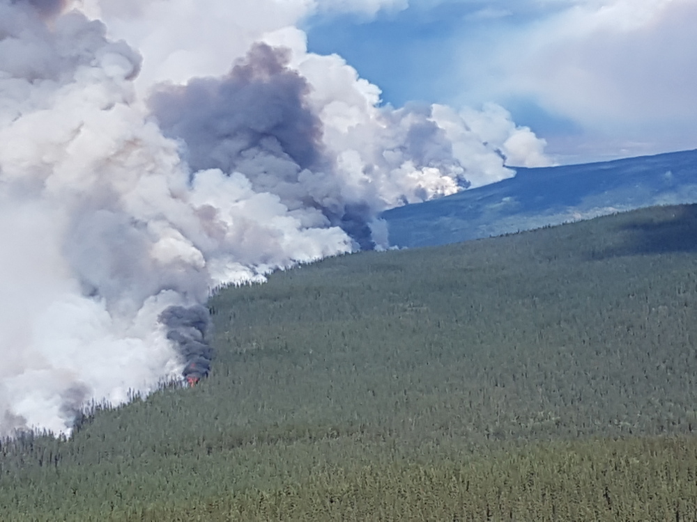 Wildfires near Telegraph Creek in northwestern British Columbia burn out of control Wednesday, August 8, 2018. (Photo courtesy British Columbia Wildfire Service)
