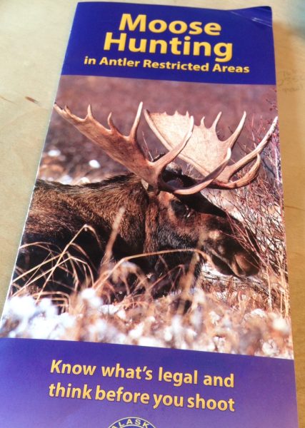 A moose hunting brochure from the Alaska Dept of Fish and Game. (Photo by Jillian Rogers)