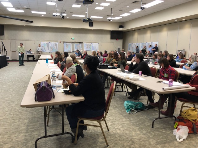 the meeting was held at Elizabeth Peratrovich Hall on Sept. 14, 2018. (Photo by Elizabeth Jenkins/Alaska's Energy Desk)