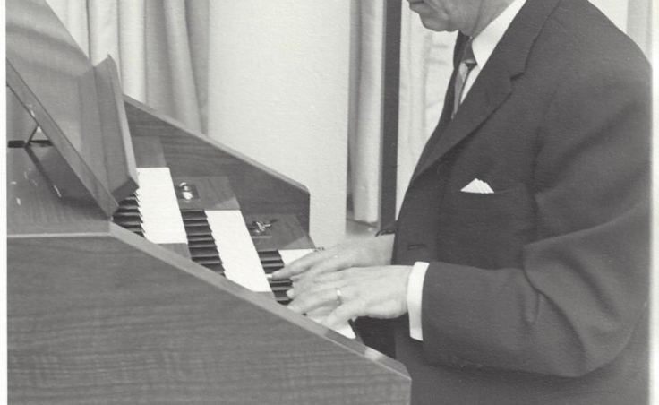 J. Allan MacKinnon snapped this photo in the 1960s of an unidentified man who played the Schulmerich Americana carillon at the National Bank of Alaska in downtown Juneau, which later became a Wells Fargo. MacKinnon remembers the bank installing the carillon system in 1962, though the carillon company has records of a sale to the Juneau bank branch in 1967.