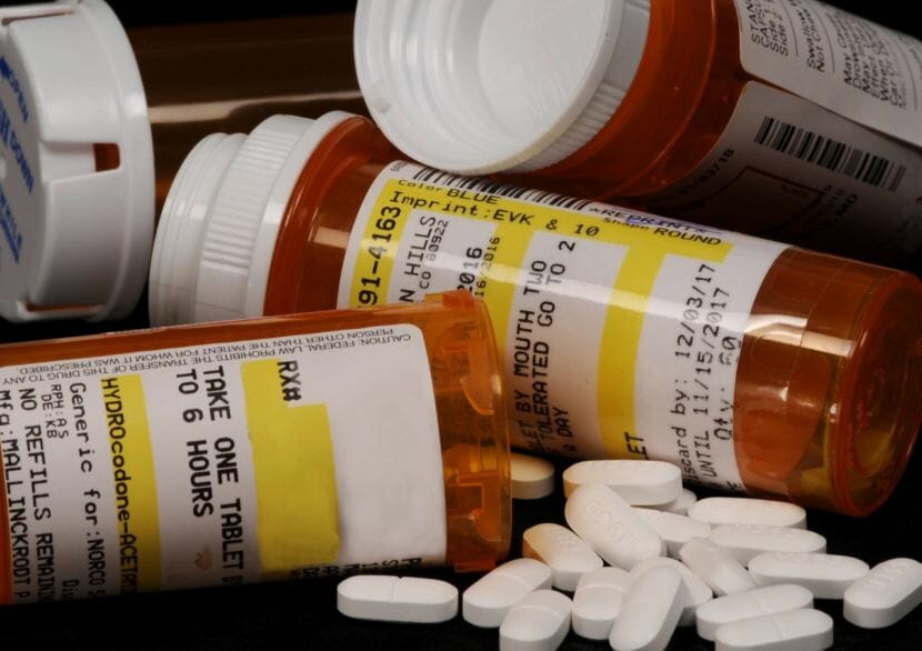 Bottles of opioid pills, drugs