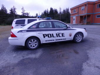A Haines Borough police vehicle sits in a parking lot.