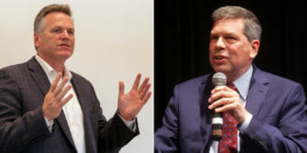 Republican Mike Dunleavy, left, and Democrat Mark Begich are the two main candidates for governor.
