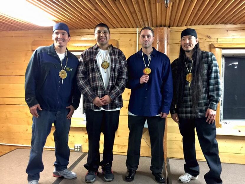 The Fairbanks Four shortly after their release from prison in December 2015. From left to right: Marvin Roberts, Eugene Vent, Kevin Pease and George Frese.