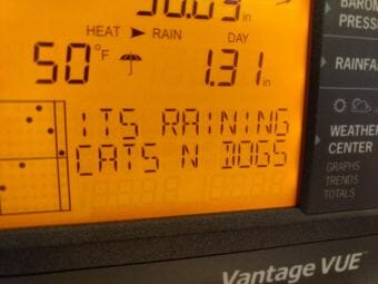 The weather report for Juneau on Sunday, Oct. 14, 2018 on a home weather station. (Photo courtesy of Mikko Wilson)