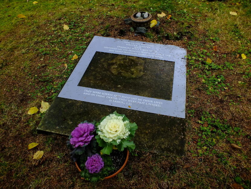 Gravesite of Walter and Frances Harper at the Evergreen Cemetery.