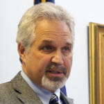 Senate President Pete Kelly, R-Fairbanks, talks to reporters at a Senate Majority press availability, April 13, 2017. (Photo by Skip Gray/360 North)