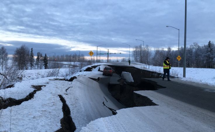 The Minnesota Dr. airport off-ramp buckled by an earthquake in Anchorage, Alaska, on Nov. 30, 2018. (Photo by Nat Herz/Alaska's Energy Desk)