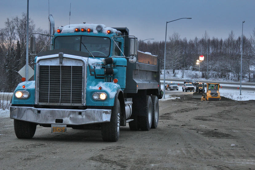 Construction began immediately to repair the ramp at the intersection of International Airport Road and Minnesota Drive after it collapsed during a magnitude 7.0 earthquake on Friday, November 30, 3018 in Anchorage, Alaska. (Photo by Rashah McChesney/Alaska’s Energy Desk)