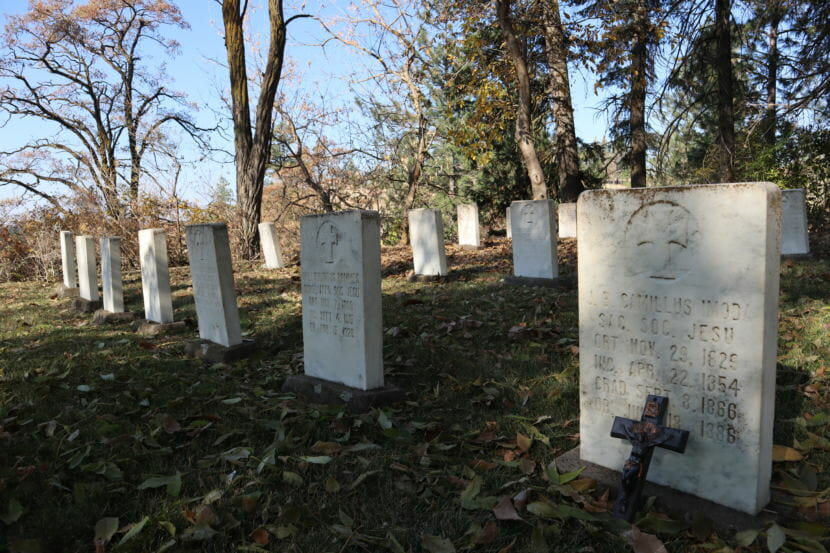 Gravestones at the Mount St. Michael cemetery in Spokane, Washington, where James Poole is buried amid 54 other Jesuits also accused of sexual abuse.