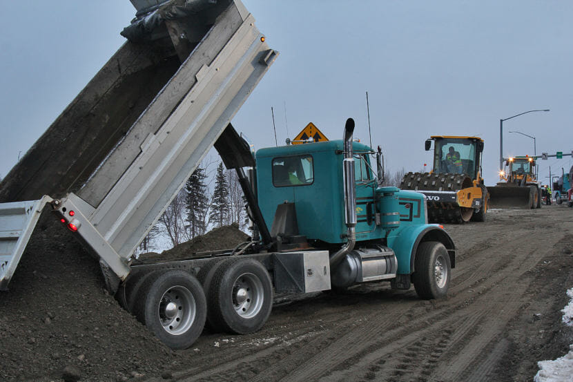 Construction began immediately to repair the ramp at the intersection of International Airport Road and Minnesota Drive in Anchorage after it collapsed during a magnitude 7.0 earthquake on Friday, Nov. 30, 2018.