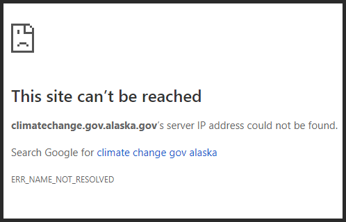 As of Dec. 3, this is the message you'll see if you try to visit climatechange.gov.alaska.gov.