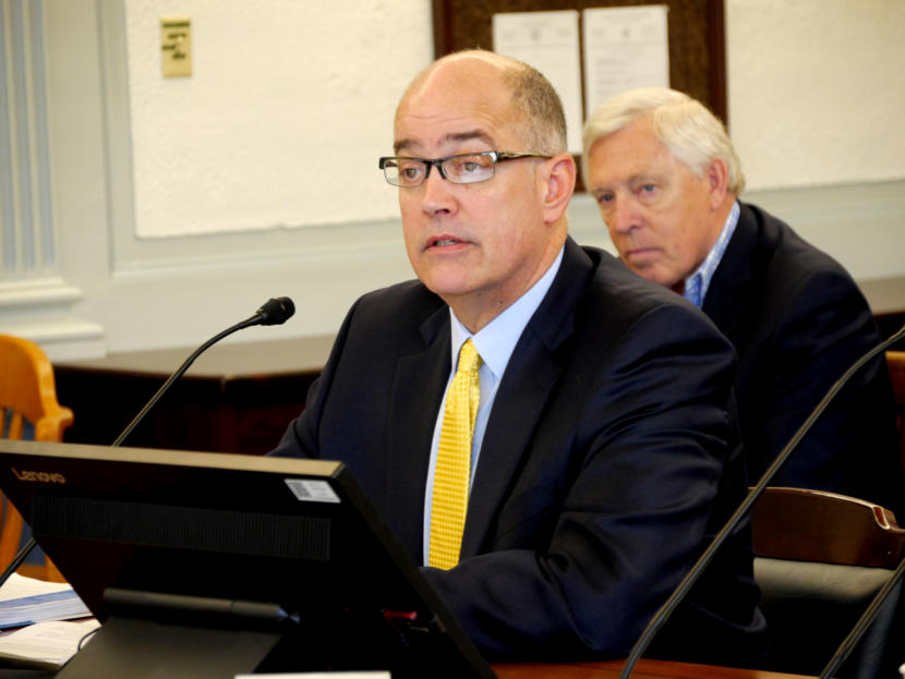 Alaska Mental Health Trust Authority CEO Mike Abbott gives an overview of the organization to the Senate Finance Committee, in Juneau on Jan. 31, 2019. He also fielded questions from senators about criticisms of the trust found in a legislative audit.