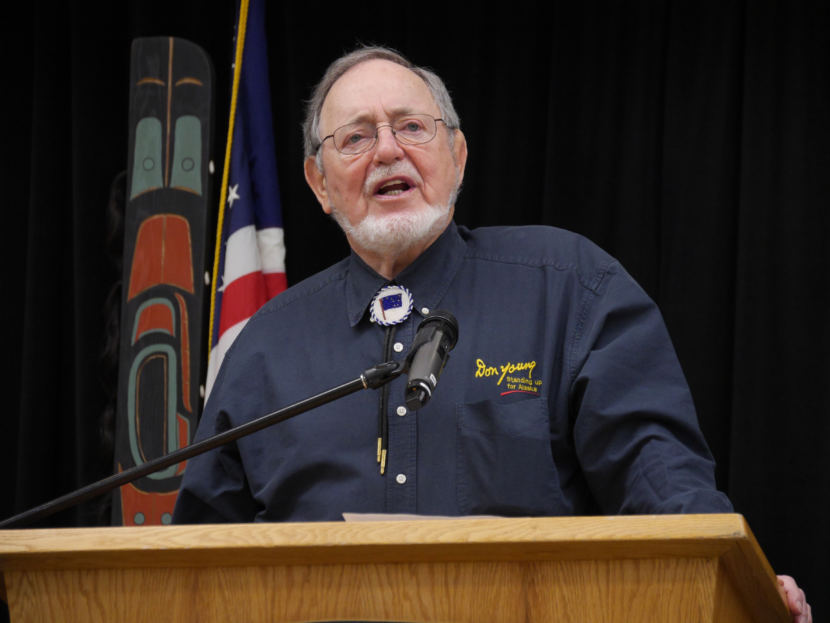 U.S. Rep. Don Young, R-Alaska, speaks at a Native Issues Forum in Juneau, April 5, 2016.
