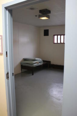 A cell where psychiatric patients are held in the Haines rural jail. (Photo by Henry Leasia/KHNS)