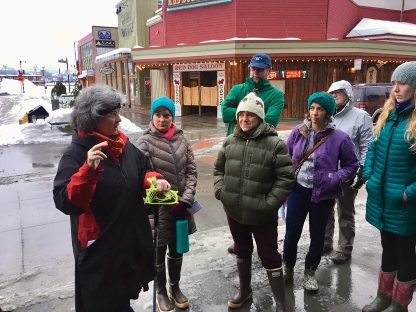 M.J. Grande shared her thoughts at the Blueprint Downtown walking tour on Jan. 12, 2019. (Photo by Zoe Grueskin/KTOO)