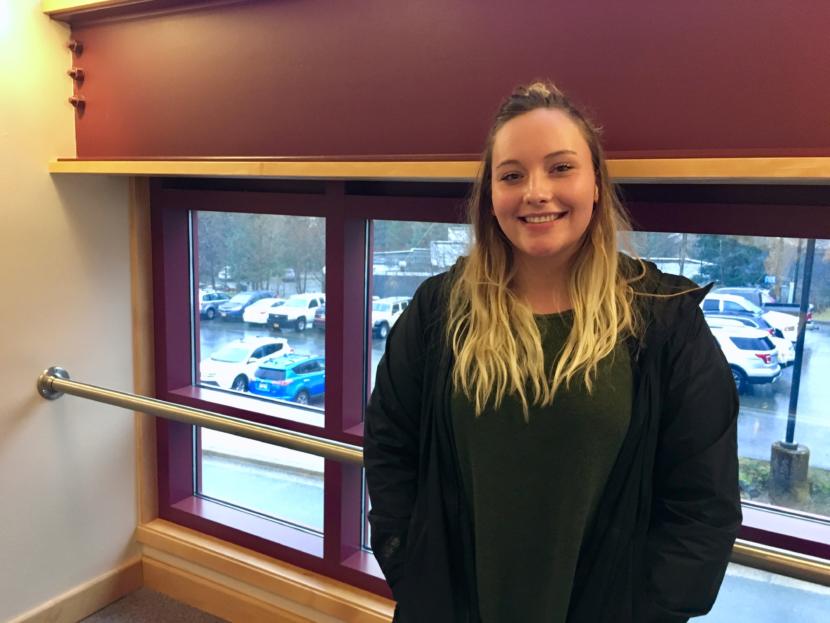 Holli Davis came to a behavioral health camp in Juneau the week of of Jan. 28, 2019 hoping to get "more of a clear vision" of a career in social work. (Photo by Zoe Grueskin/KTOO)