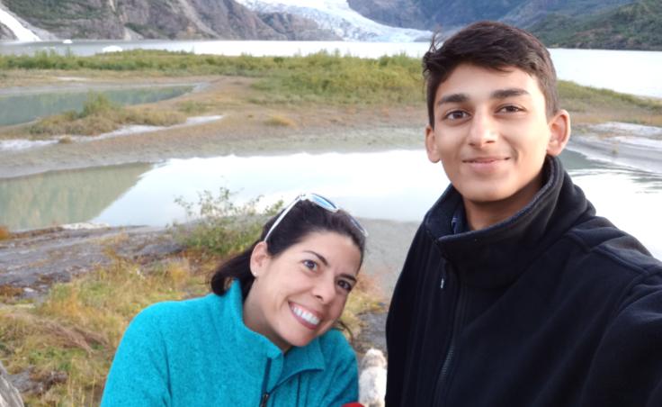 Zain Mufti (right) with his Juneau host mom, Julie York Coppens. Mufti was pleased to be placed with a host family that shares his interest in theater. (Photo used with permission)