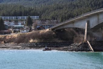 Juneau first responders retrieved an individual from the Gastineau Channel after witnesses said they saw a man jump from the Douglas Bridge on Tuesday, March 26, 2019.
