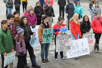 Students in Anchorage rally in solidarity with the global climate strike.