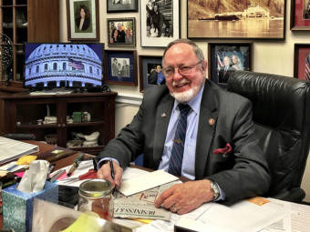 Rep. Don Young’s Washington office has trophies and mementos on just about every surface.