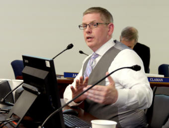 Deputy Commissioner of the Department of Health and Social Services, Albert Wall, fields questions from members of the Health and Social Services and State Affairs committees in Juneau on April 2, 2019. The committees were examining procurement procedures that led to a controversial contract to manage the Alaska Psychiatric Institute.