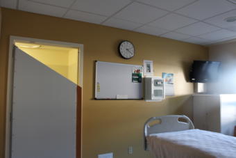 The youth crisis stabilization room at Bartlett Regional Hospital has been adapted for patient safety. The new building will have some of the same features, as well as therapeutic design elements. (Photo by Elizabeth Jenkins/KTOO)