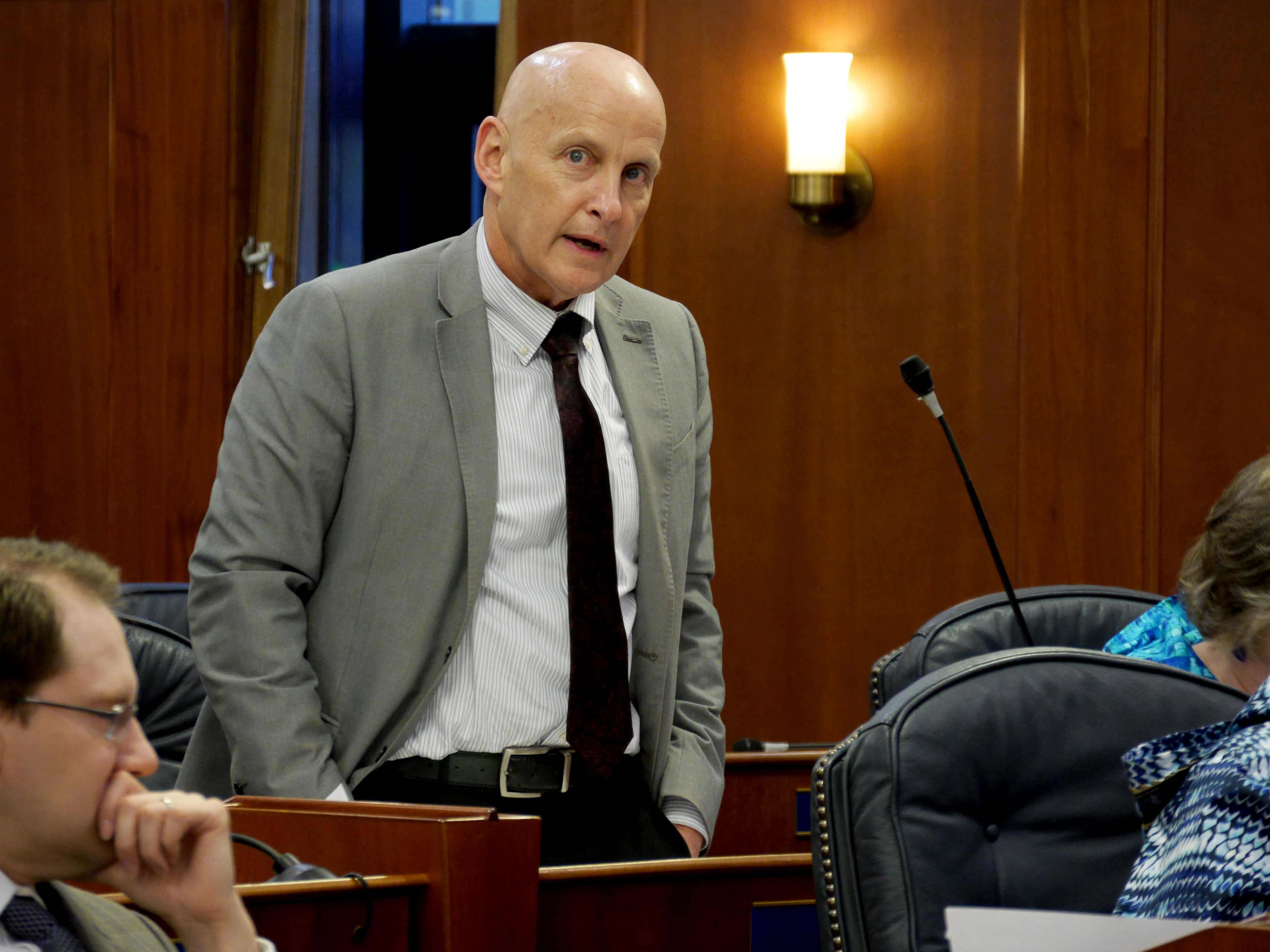 Rep. Dan Ortiz, I-Ketchikan, speaks during a House floor session in Juneau on March 29, 2019.