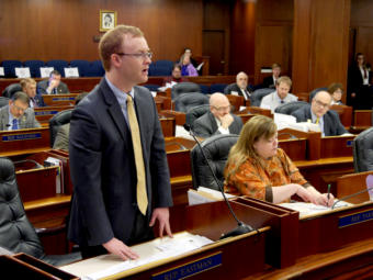 Rep. David Eastman, R-Wasilla, speaks during a House floor session in the Capitol in Juneau on March 29, 2019.