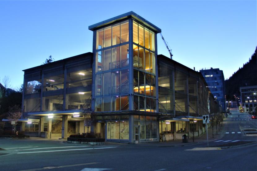 The City and Borough of Juneau is considering a plan to build a new City Hall on top of the Downtown Transportation Center parking garage. (Photo by Adelyn Baxter/KTOO)