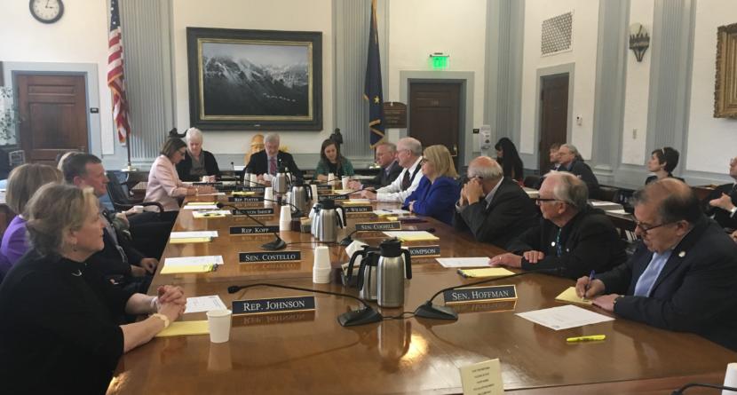 The Alaska Legislative Council meets to discuss a lawsuit over education funding and other matters, June 13, 2019. (Photo by Andrew Kitchenman/KTOO and Alaska Public Media)