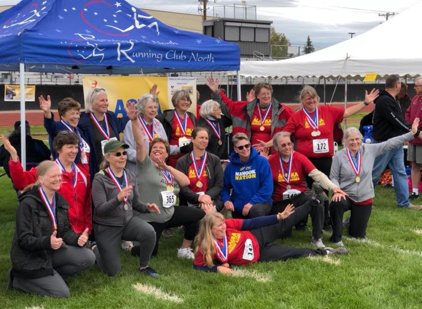 The Alaska track and field competitors at the Alaska Senior Games in 2018.