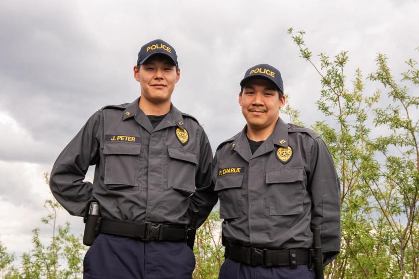Quinhagak Tribal Police Officers John Peter and Phillip Charlie graduated from Rural Law Enforcement Training at Yuut Elitnaurviat in Bethel on June 14, 2019.