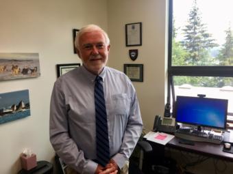 UAS Chancellor Rick Caulfield in his office on July 10, 2019. (Photo by Zoe Grueskin/KTOO)