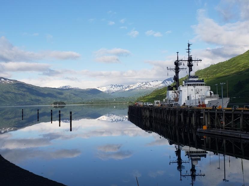 The Coast Guard Cutter Douglas Munro sits moored in its homeport in Womens Bay, Kodiak, Alaska, June 22, 2019.