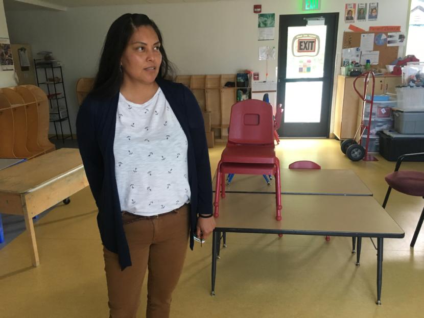 Amber Frommherz, director of Tlingit & Haida’s Head Start program, pictured in one of five Juneau Head Start classrooms on July 24, 2019. (Photo by Zoe Grueskin/KTOO)