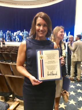 Elizabeth Siddon received the Presidential Early Career Award for Scientists and Engineers in Washington, D.C., on July 25, 2019. (Photo courtesy of Elizabeth Siddon)