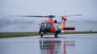 A Coast Guard Air Station Sitka MH-60 Jayhawk helicopter aircrew medevacs a 17-year-old male from Wrangell to Sitka, Alaska, July 17, 2018. The man was transported to awaiting emergency medical services personnel for further care.