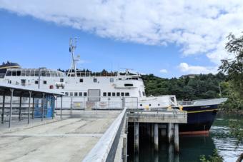 The MV Tustumena docked in Kodiak.