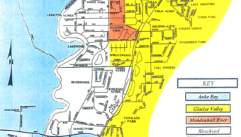 A portion of the Juneau School District elementary school boundaries map, from the Oct. 8, 2019 Board of Education meeting packet.