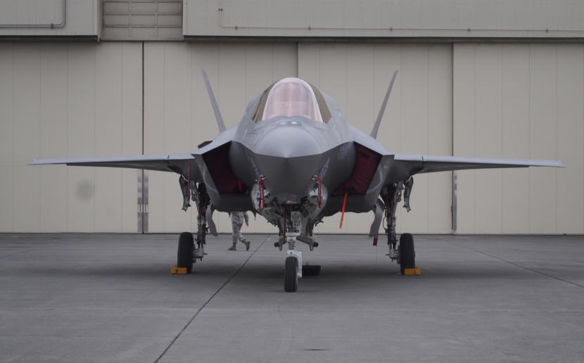 A USMC F-35B at Joint Base Elmondorf-Richardson as part of Northern Edge exercises in 2019 (Photo: Zachariah Hughes, Alaska Public Media – Anchorage)