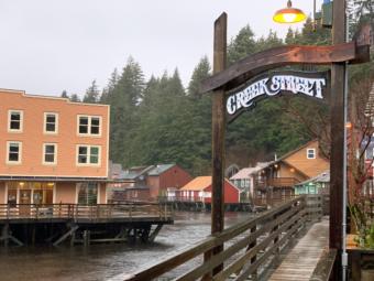 Ketchikan Creek swells after heavy rains late last week. (Photo by Eric Stone/KRBD)