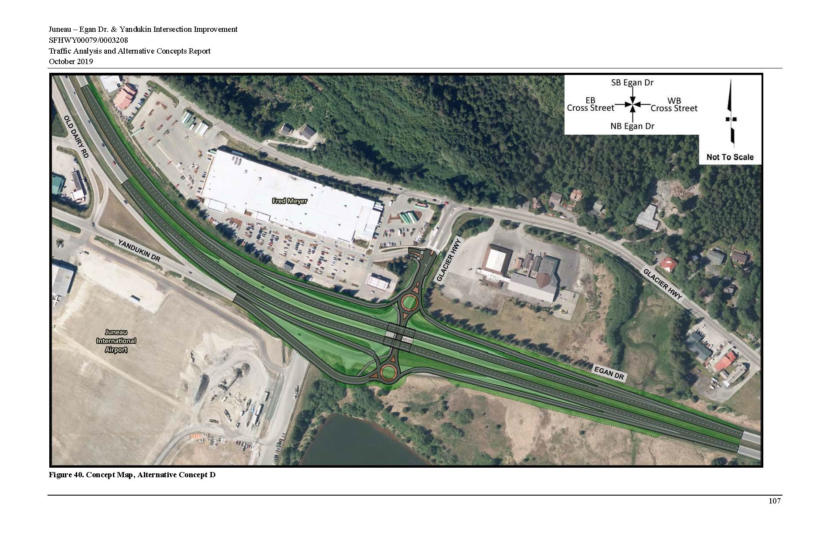 In a 210-page report about the accident-prone intersection of Egan and Yandukin drives in Juneau, Kinney Engineering illustrated how it could be rebuilt as a highway interchange.